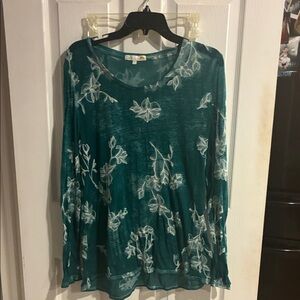 C&C California Teal Floral Blouse